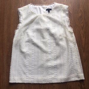 J. Crew White Eyelet Sleeveless Shell